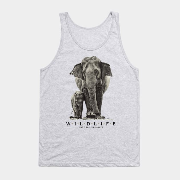 Save The Beautiful Wildlife Elephant Tank Top by KewaleeTee